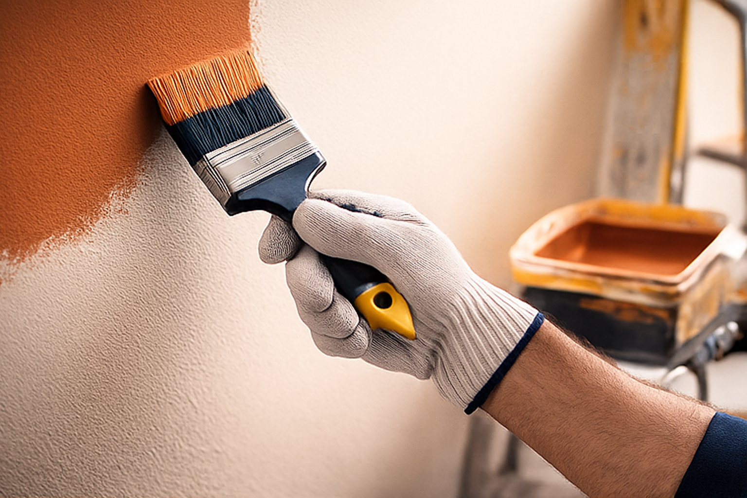 Painter applying a fresh coat of paint